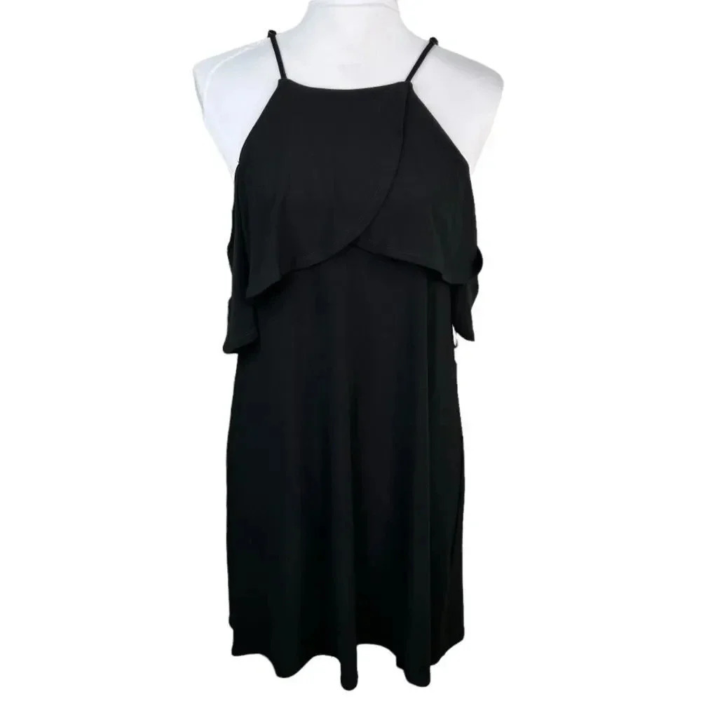 1. State Black Ruffled Halter Neck Dress